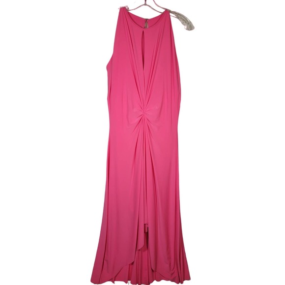 Marc Bouwer Hybrid Dress 12 NWT Hot Pink Gathered Twist Long Stretch Barbiecore - Picture 1 of 11